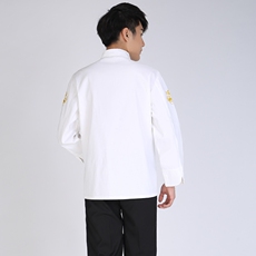 Спецодежда 新款厨师服长袖酒店厨师长工作服秋冬装饭店餐饮厨房工衣绣龙白色 Tk 008