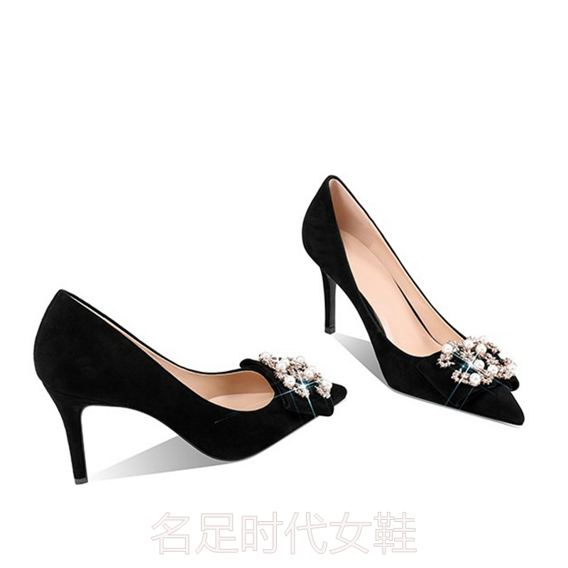 中国高跟鞋 MZ CENTURY细高跟尖头羊绒皮四季单鞋6810厘米性感高跟女宴会鞋_推荐淘宝好看的女高跟鞋