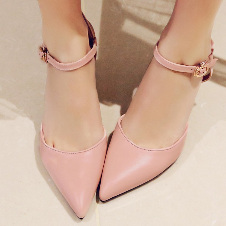 粉红色尖头鞋 缺码处理 粉色女鞋细跟尖头包头高跟真皮凉鞋 粉红色37码 MYYG_推荐淘宝好看的粉红色尖头鞋