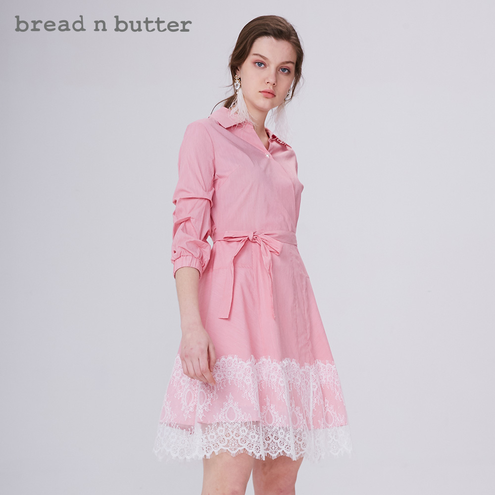 蕾丝连衣裙 经典款 bread n butter清纯气质甜美V领A字裙系带蕾丝连衣裙_推荐淘宝好看的蕾丝连衣裙