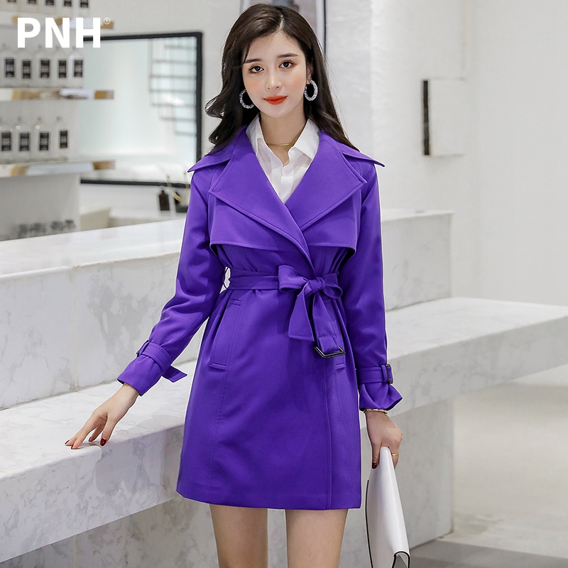紫色风衣 紫色风衣女中长款2022秋季新款短款小个子流行时尚女士秋流行外套_推荐淘宝好看的紫色风衣