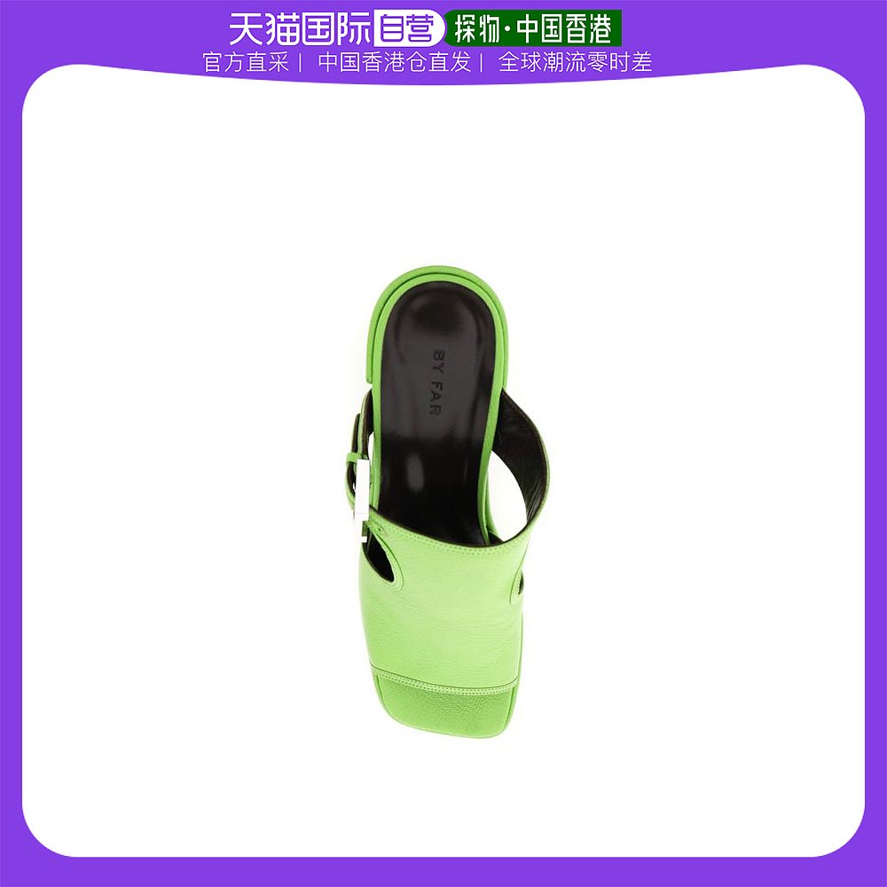 绿色鱼嘴鞋 香港直邮BY FAR 绿色女士露趾平底拖鞋 21PFMELBMPSGRL-PS_推荐淘宝好看的绿色鱼嘴鞋