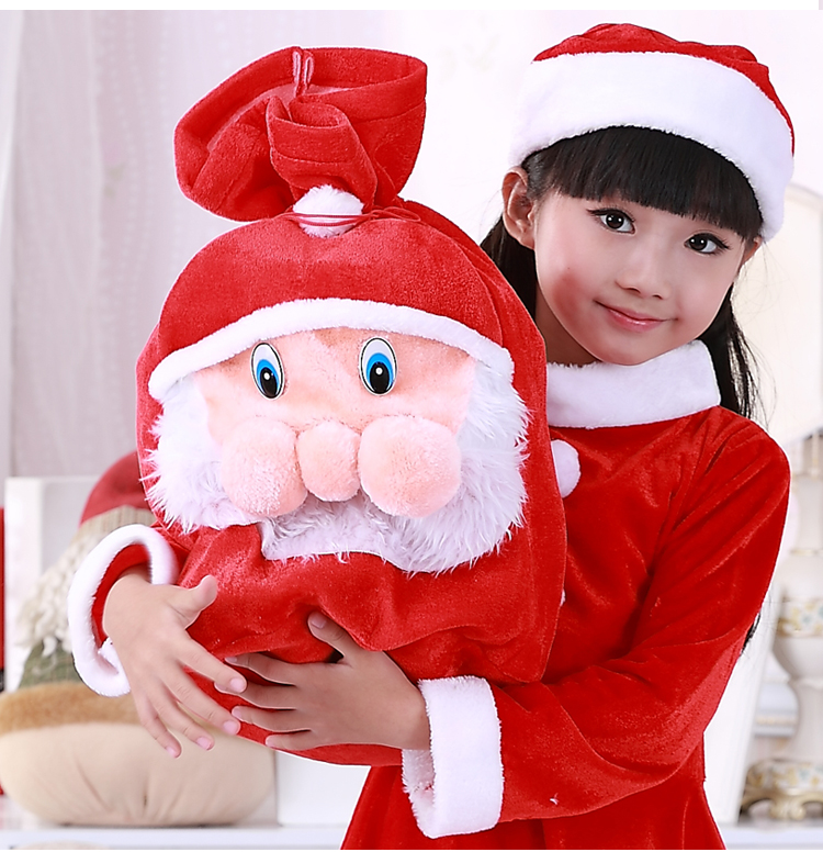 红色糖果包 金丝绒圣诞老人红色大号背包手提糖果袋圣诞老爷爷礼物袋装饰道具_推荐淘宝好看的红色糖果包