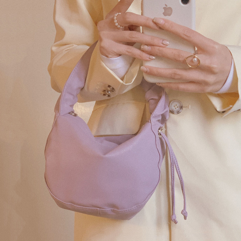 紫色手提包 不退不换 清仓捡漏款 女休闲手提包女 少女风紫色褶皱单肩斜挎包_推荐淘宝好看的紫色手提包