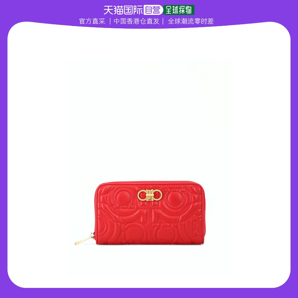 红色钱包 香港直邮SALVATORE FERRAGAMO 女士红色绗缝牛皮长款钱包 22 D332_推荐淘宝好看的红色钱包