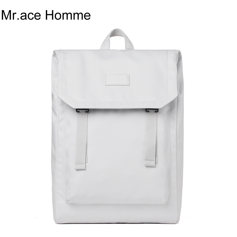 白色双肩包 Mr.ace Homme15寸电脑背包简约旅行包白色双肩包女书包韩版高中男_推荐淘宝好看的白色双肩包