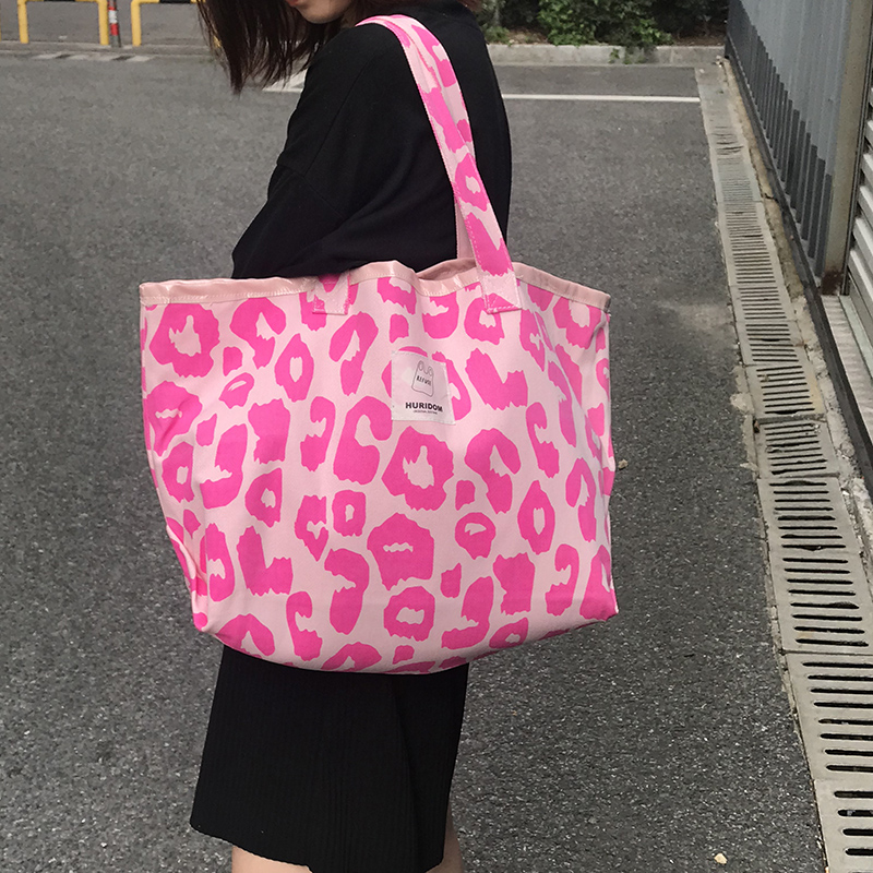 粉红色手提包 NOBAG粉红色豹纹包大容量托特包动物纹帆布包女单肩手提包2021_推荐淘宝好看的粉红色手提包