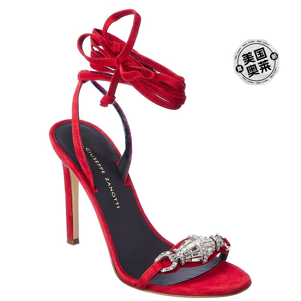 红色凉鞋 Giuseppe Zanotti Basic 105 麂皮凉鞋 - 红色 美国奥莱直发_推荐淘宝好看的红色凉鞋
