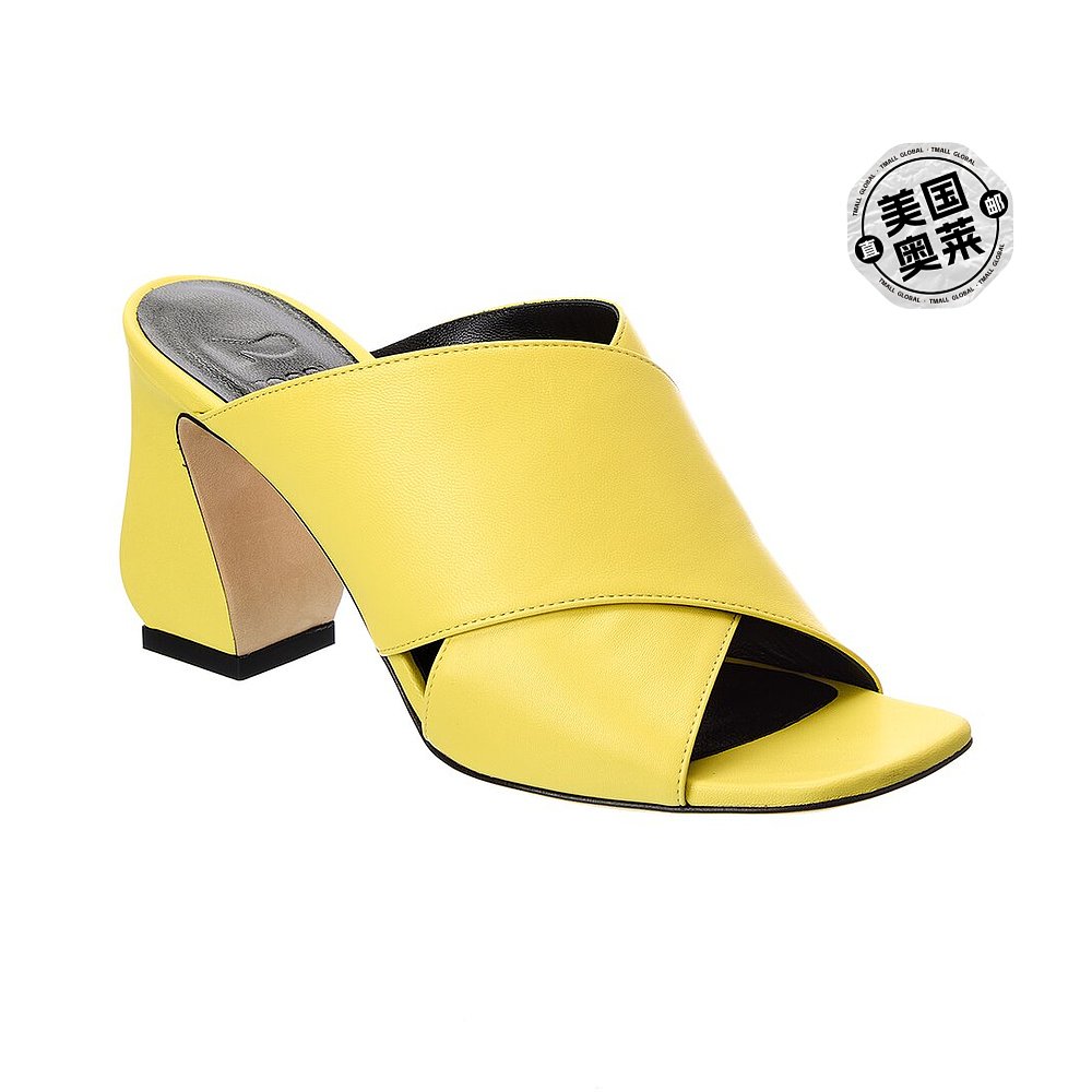 黄色凉鞋 Sergio Rossi 皮革凉鞋 - 黄色 美国奥莱直发_推荐淘宝好看的黄色凉鞋