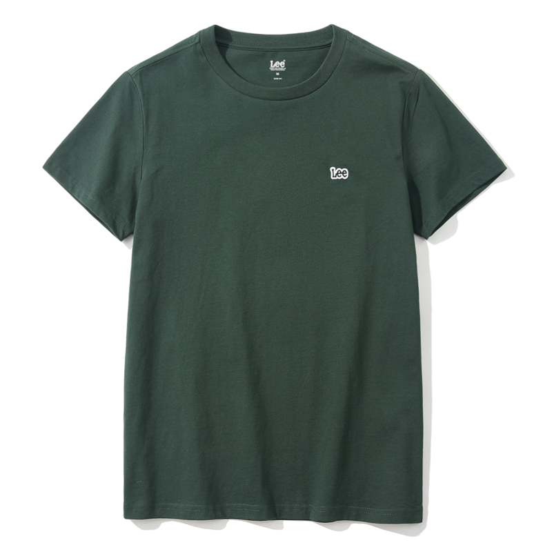 绿色T恤 lee男士夏季新款墨绿色棉质透气圆领修身短袖t恤潮款L395253RX66K_推荐淘宝好看的绿色T恤