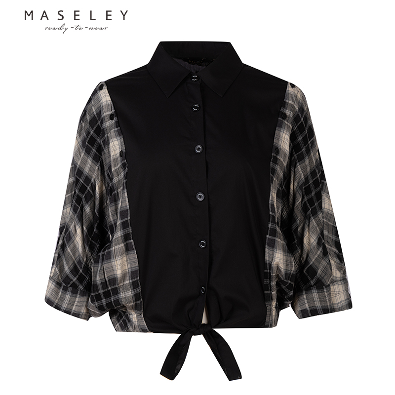 格子衬衫搭配 Maseley玛塞莉冬季新款时尚休闲舒适女外套格子衬衫上衣_推荐淘宝好看的女格子衬衫