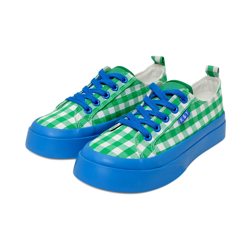绿色帆布鞋 KENTTI 绿色格纹帆布鞋_推荐淘宝好看的绿色帆布鞋