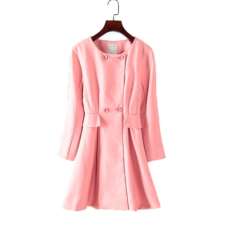 粉红色风衣 新品 丽系列专柜撤柜女装春装 时尚韩版粉红色修身风衣T4467_推荐淘宝好看的粉红色风衣
