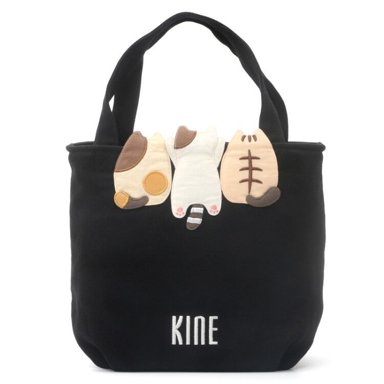 包包 日本设计背影猫卡通可爱纯棉刺绣小手提包便当包女轻便逛街散步包_推荐淘宝好看的女包包