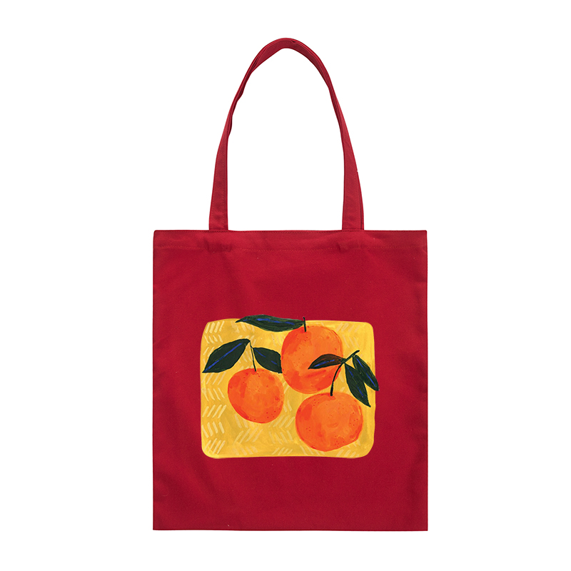 红色帆布包 GESIMAO 红色橘子创意印花文艺 百搭帆布包 ins包包_推荐淘宝好看的红色帆布包