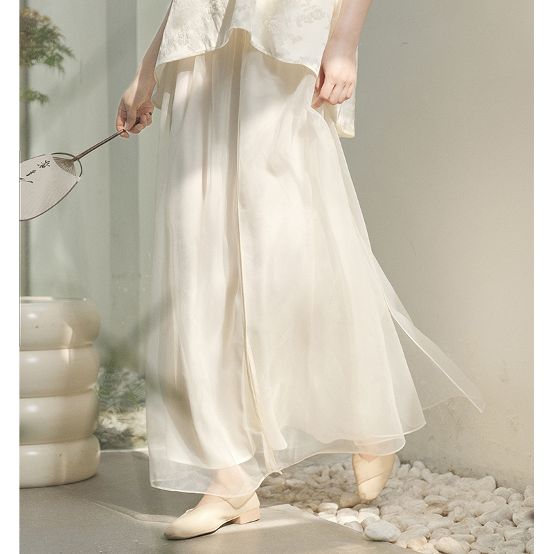 白色半身裙 山有色2022年新款中国风复古女装夏中式百搭简约气质白色半身裙_推荐淘宝好看的白色半身裙