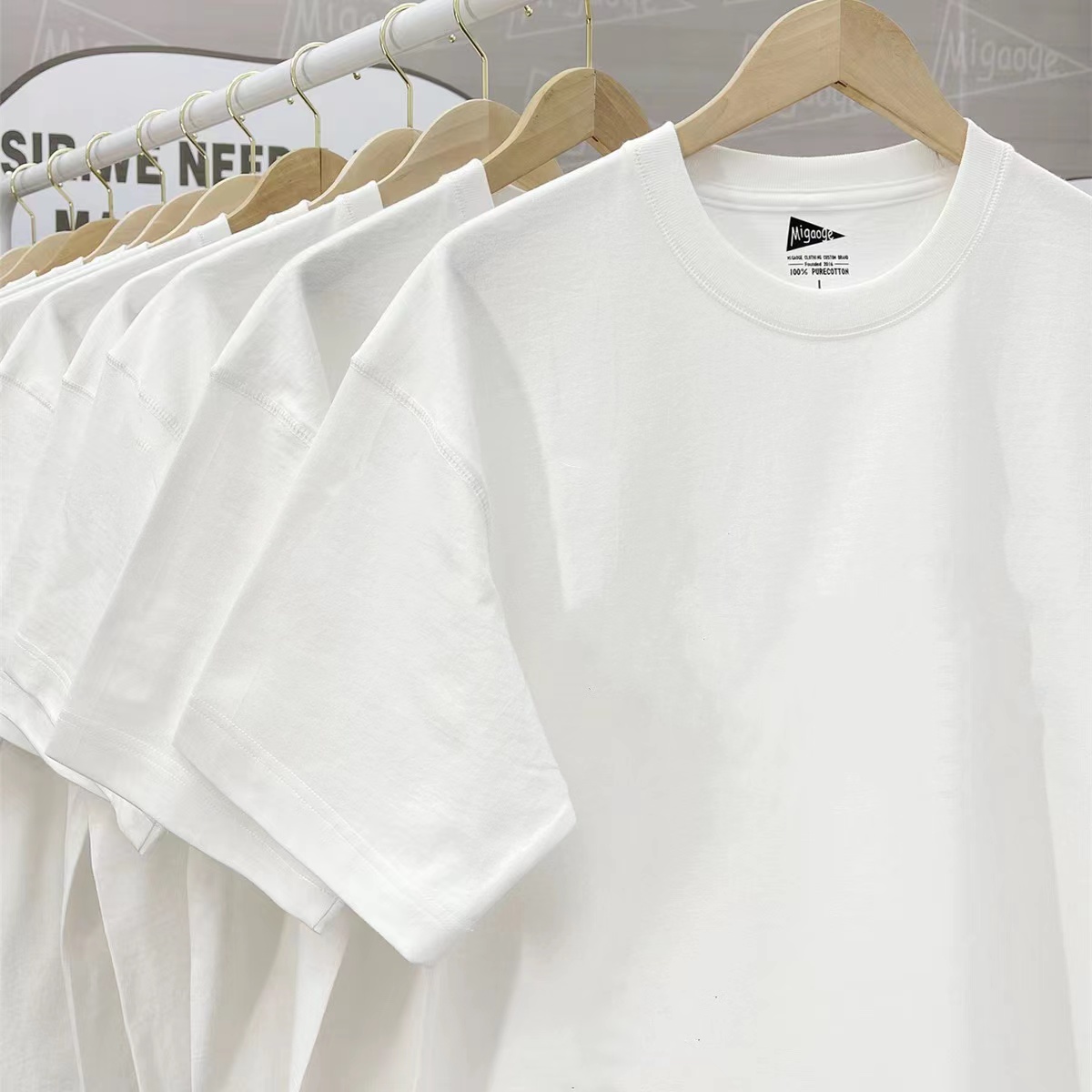 空白t恤 纯白素色空白超柔修身厚实不透圆领短袖T恤打底衫男女同款白T_推荐淘宝好看的女空白t恤