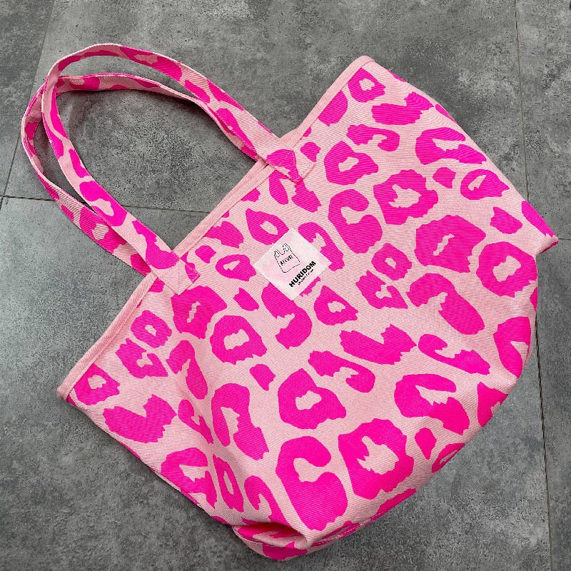 粉红色帆布包 MIAOWEI新款韩版粉红色豹纹包大容量托特包帆布包女单肩手提包_推荐淘宝好看的粉红色帆布包