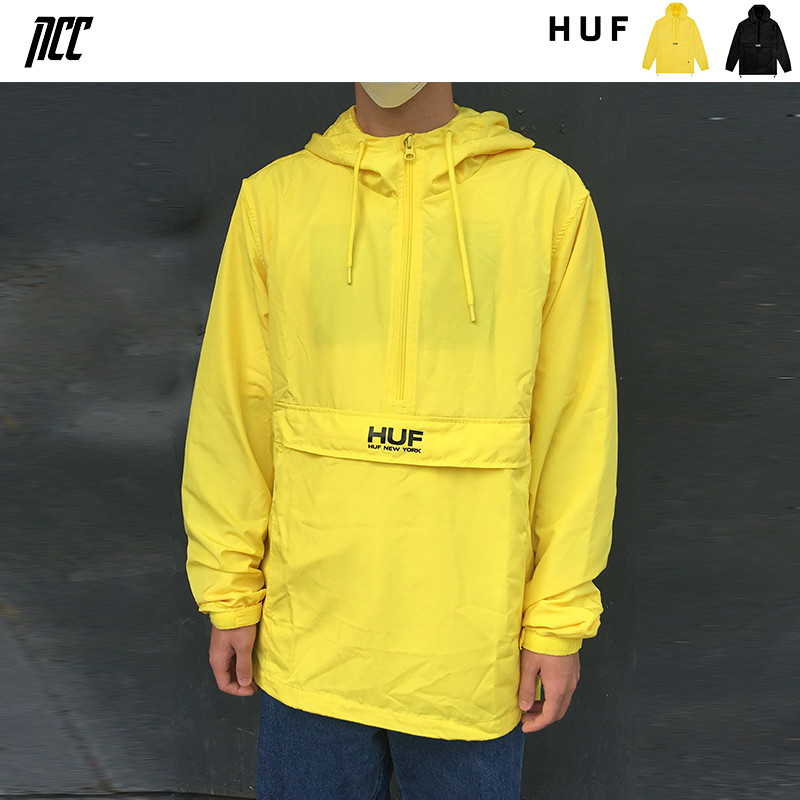 黄色卫衣 新衣城 HUF 19SS新款都市风景图案潮牌男女黄色冲锋衣卫衣外套_推荐淘宝好看的黄色卫衣