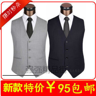 <em>马甲</em>男士休闲西装 英伦风修身新款男装灰色西