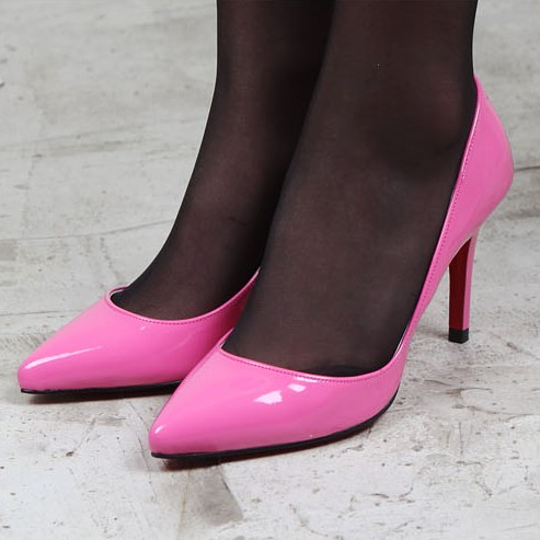 粉红色单鞋 韩国代购女鞋2013春秋尖头鞋职业套脚高跟鞋粉红色办公ol