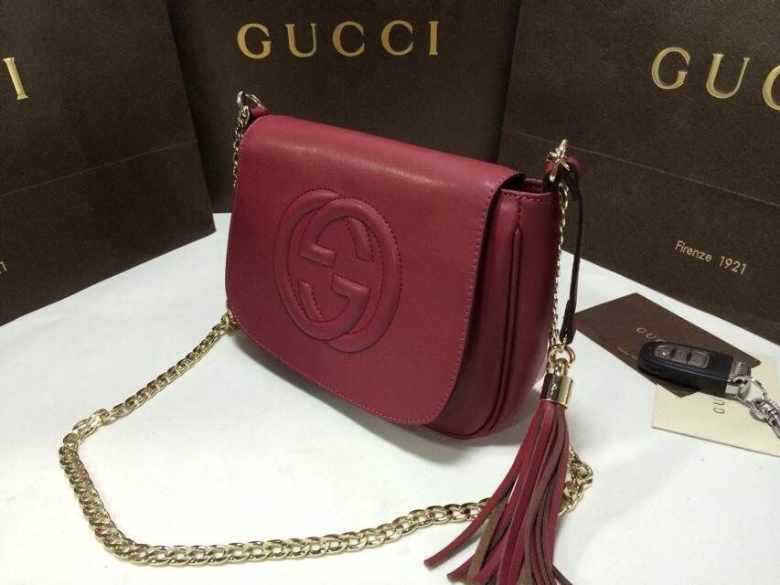 gucci女包 香港正品代购gucci古奇女包牛皮链条女士斜挎包单肩包新款