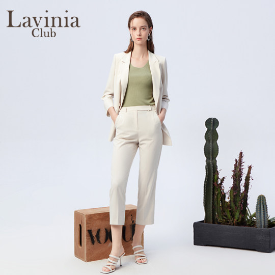 Lavinia classic solid color pencil pants for women's summer new mid-high waist casual workplace OL trousers P33W03 Lavinia classic solid color pencil pants for women's summer new mid-high waist casual workplace OL trousers P33W03