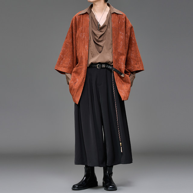 Cutting design mid-length Taoist robe cardigan men's spring and autumn Japanese style retro new Chinese style loose Yamamoto style jacket Cutting design mid-length Taoist robe cardigan men's spring and autumn Japanese style retro new Chinese style loose Yamamoto style jacket
