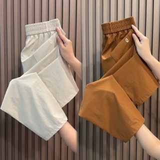 Ice silk quick-drying cropped pants for women 2025 summer thin style Ice silk quick-drying cropped pants for women 2025 summer thin style