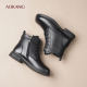 Aokang Women's Shoes Autumn and Winter Warm Women's Boots Thick Soled British Style Martin Boots Genuine Leather and Velvet Thickened Short Boots L Aokang Women's Shoes Autumn and Winter Warm Women's Boots Thick Soled British Style Martin Boots Genuine Leather and Velvet Thickened Short Boots L