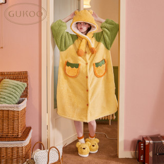 Gukoo/Fruit Shell Nightwear Women's Winter Coral Velvet Warm New Cute Women's Home Clothing Nightwear D 
Gukoo/Fruit Shell Nightwear Women's Winter Coral Velvet Warm New Cute Women's Home Clothing Nightwear D
