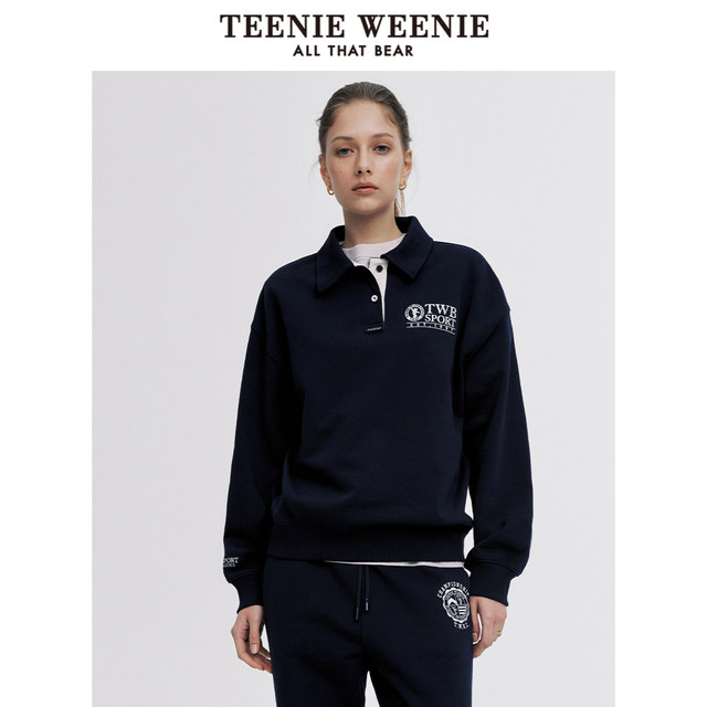TeenieWeenie Bear Lazy Style Polo Standing Collar Sports Simple Fashion Sweater Casual Loose Top Women TeenieWeenie Bear Lazy Style Polo Standing Collar Sports Simple Fashion Sweater Casual Loose Top Women