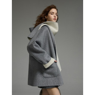 Maojiang Purple 100 Sheep Wool Two-Wear Scarf Coat/Hooded Coat 
Maojiang Purple 100 Sheep Wool Two-Wear Scarf Coat/Hooded Coat