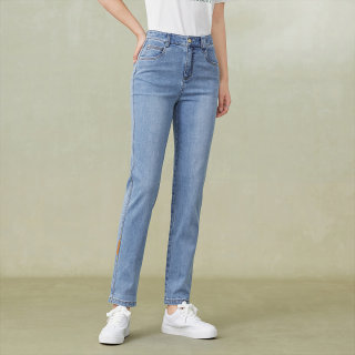 FINITY light-colored jeans 2024 summer new high-waist casual nine-point versatile pencil pants for women FINITY light-colored jeans 2024 summer new high-waist casual nine-point versatile pencil pants for women