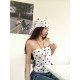 MosesQueen White Polka Dot Two-Piece Set of Hot Girls Slim Strap Vest Summer New Headscarf MosesQueen White Polka Dot Two-Piece Set of Hot Girls Slim Strap Vest Summer New Headscarf