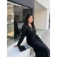 Miss fat plus size 'Black Love Letter' sexy hottie style V-neck lace hollow long-sleeved dress autumn Miss fat plus size 'Black Love Letter' sexy hottie style V-neck lace hollow long-sleeved dress autumn