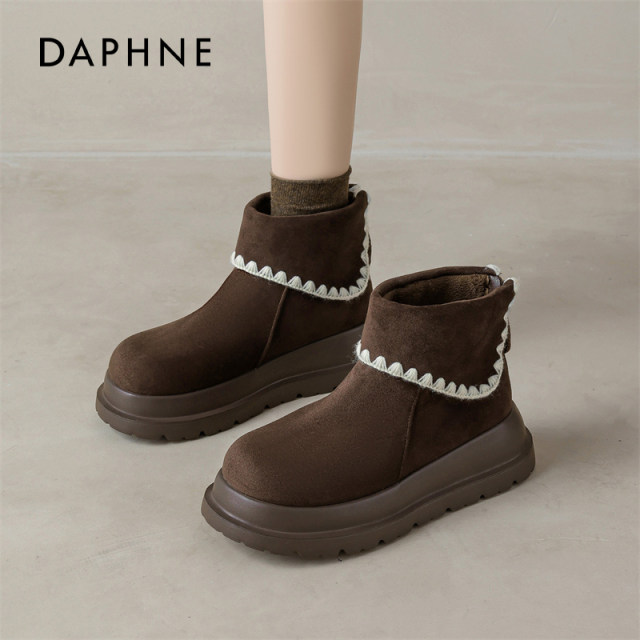 Daphne Maillard short boots for women 2025 new winter velvet thickened snow boots thick sole warm cotton shoes Daphne Maillard short boots for women 2025 new winter velvet thickened snow boots thick sole warm cotton shoes