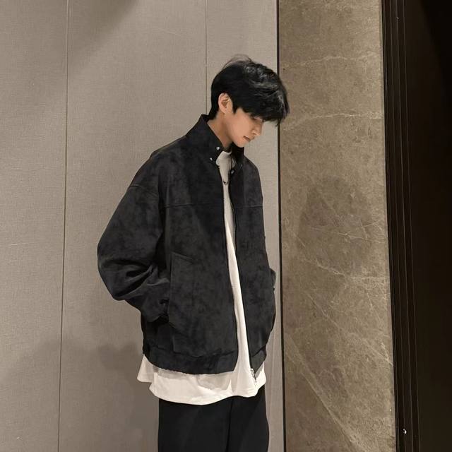 Xiji American retro PU leather tie-dye jacket men's spring and autumn high-end stand-up collar short motorcycle leather jacket couple Xiji American retro PU leather tie-dye jacket men's spring and autumn high-end stand-up collar short motorcycle leather jacket couple