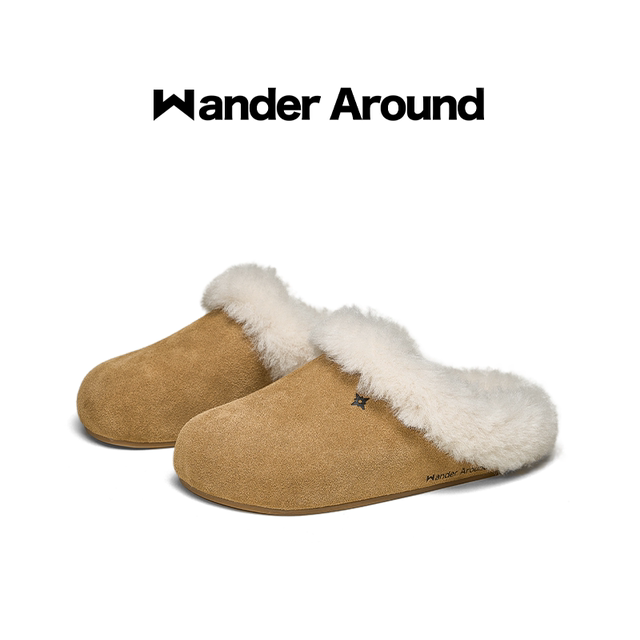 Wander around thick sole increased cowhide suede plus velvet Birkenstock shoes retro casual lazy hair slippers for women Wander around thick sole increased cowhide suede plus velvet Birkenstock shoes retro casual lazy hair slippers for women