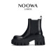 NOOWA color-blocking thick heel Martin boots for women 2025 autumn fashion round toe leather heightened comfortable versatile short boots NOOWA color-blocking thick heel Martin boots for women 2025 autumn fashion round toe leather heightened comfortable versatile short boots