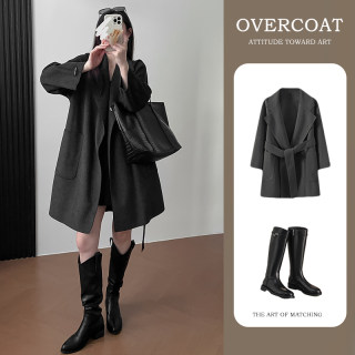 Artsdon/Aston autumn and winter temperament loose high-end stylish slim wool double-sided wool coat for women Artsdon/Aston autumn and winter temperament loose high-end stylish slim wool double-sided wool coat for women