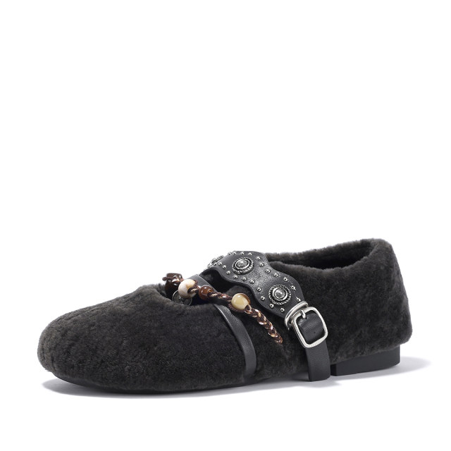 BellaLily2025 new autumn style elegant flat shoes comfortable women's shoes wool and plush fur shoes BellaLily2025 new autumn style elegant flat shoes comfortable women's shoes wool and plush fur shoes