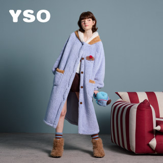 yso pajamas for women in autumn and winter new plush long hooded thickened warm cardigan D 
yso pajamas for women in autumn and winter new plush long hooded thickened warm cardigan D