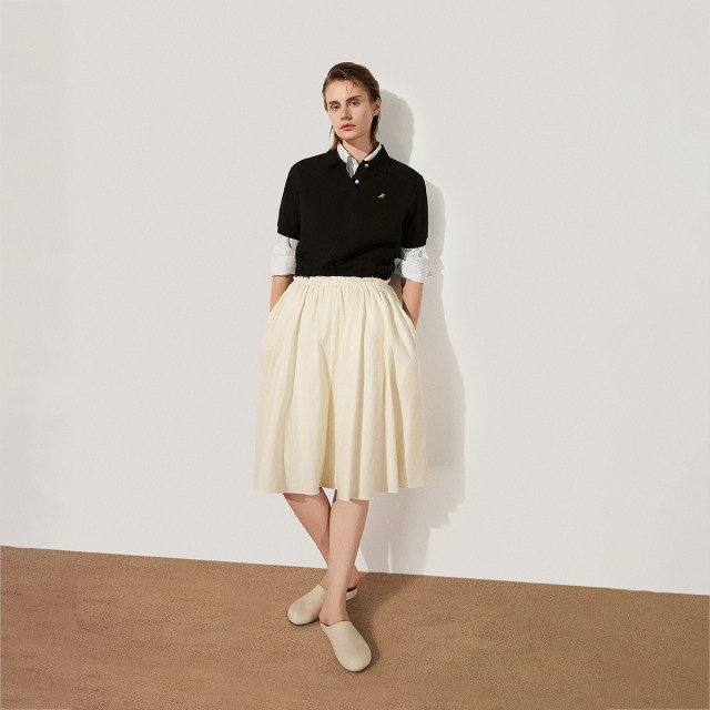 OCHIRLY cotton and linen high-waisted mid-length skirt with large swing umbrella skirt A-line 2025 early autumn new product OCHIRLY cotton and linen high-waisted mid-length skirt with large swing umbrella skirt A-line 2025 early autumn new product