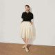 OCHIRLY cotton and linen high-waisted mid-length skirt with large swing umbrella skirt A-line 2025 early autumn new product OCHIRLY cotton and linen high-waisted mid-length skirt with large swing umbrella skirt A-line 2025 early autumn new product