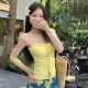Amwyay Beach Vacation Sexy Neck Hornet Tie Strap Vest Short Sling Top Amwyay Beach Vacation Sexy Neck Hornet Tie Strap Vest Short Sling Top