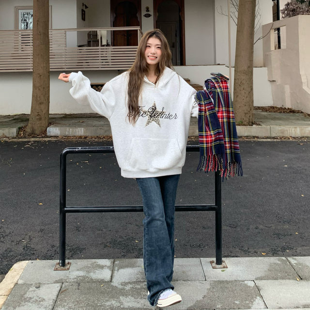 Where is the orange tree American printed hooded sweatshirt for women in autumn casual style loose slim versatile pullover hoodie Where is the orange tree American printed hooded sweatshirt for women in autumn casual style loose slim versatile pullover hoodie