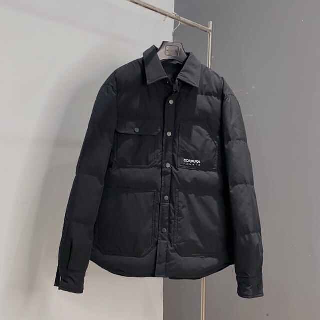 Autumn and winter men's fashionable embroidered lapel casual work shirt down jacket trendy youth thin goose down jacket TX length 68 Autumn and winter men's fashionable embroidered lapel casual work shirt down jacket trendy youth thin goose down jacket TX length 68