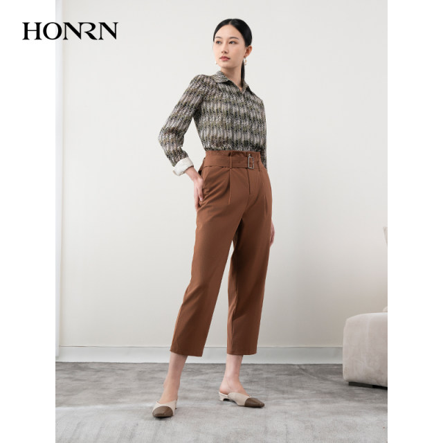 HONRN/Red Man Green Casual Striped Printed Long-Sleeved Shirt Top Women's Design Niche HH11OC294 HONRN/Red Man Green Casual Striped Printed Long-Sleeved Shirt Top Women's Design Niche HH11OC294
