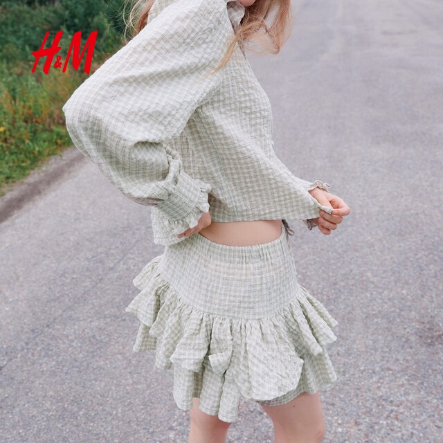 HM Women's Skirt 2025 Autumn New Drawstring Laminated High Waist Mini Skirt 1296491 
HM Women's Skirt 2025 Autumn New Drawstring Laminated High Waist Mini Skirt 1296491
